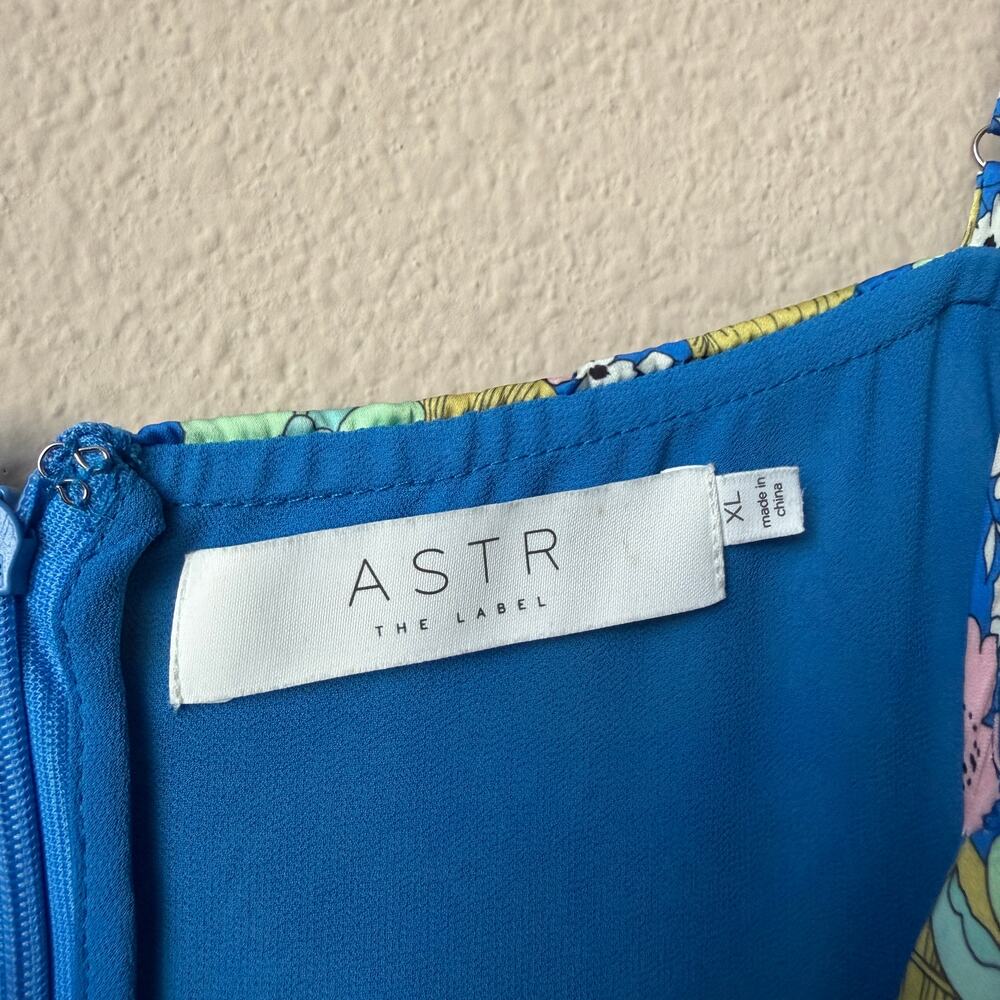 ASTR The Label Blue Multi Floral Bustier Satin Midi Dress Size XL - Picture 4 of 6